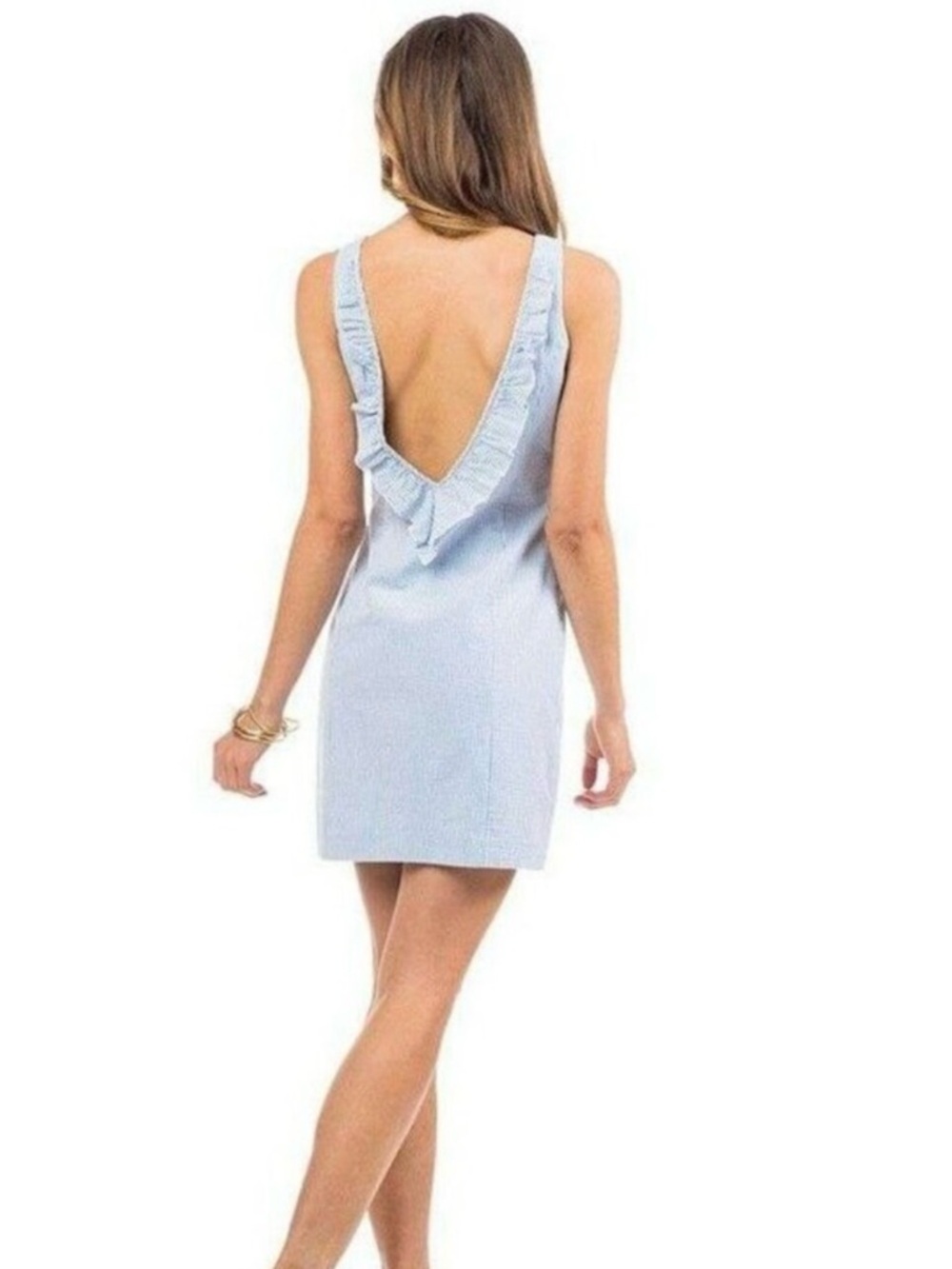 Southern Tide Light Blue Ruffle Back Sleeveless Shift Dress NWT - Picture 1 of 4